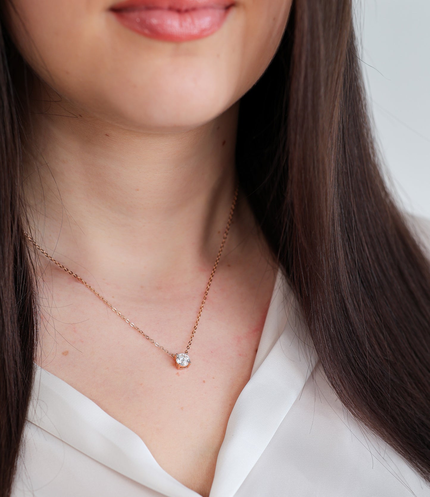 Alira Moissanite Necklace M Rose Gold