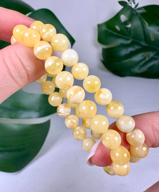 Yellow Amber Bracelet 8mm No.78GB