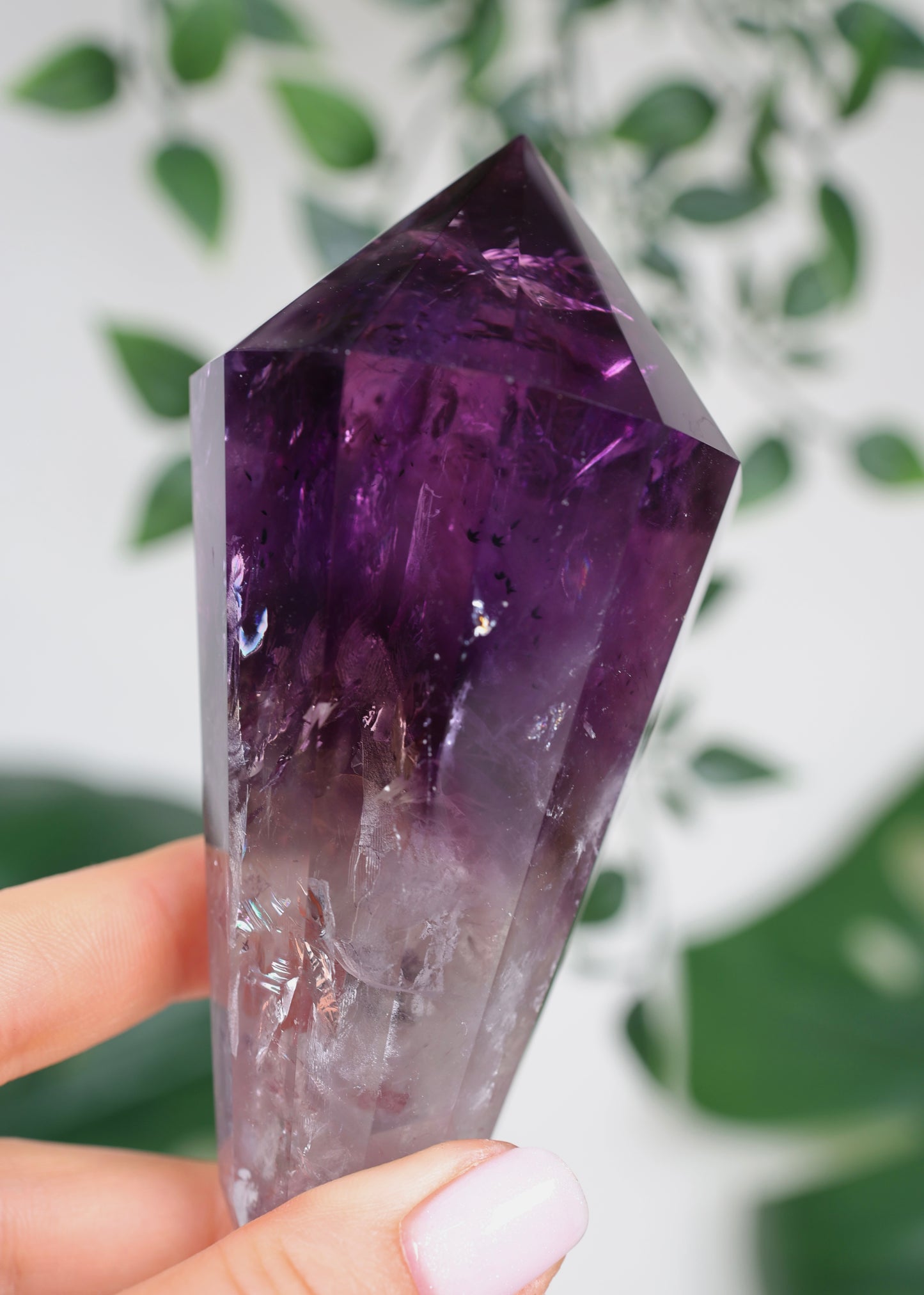 Amethyst Phantom Quarz mit Hollandit ‚Vogel‘ Schliff Nr.188AV