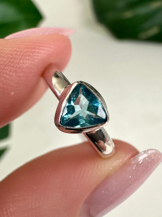 Anillo de apatita azul en plata 925 - Talla 49