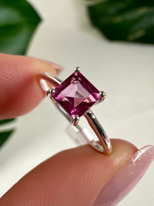 Anillo de topacio rosa en plata 925 - Talla 57
