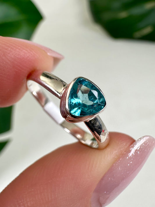 Anillo de apatita azul en plata 925 - Talla 54