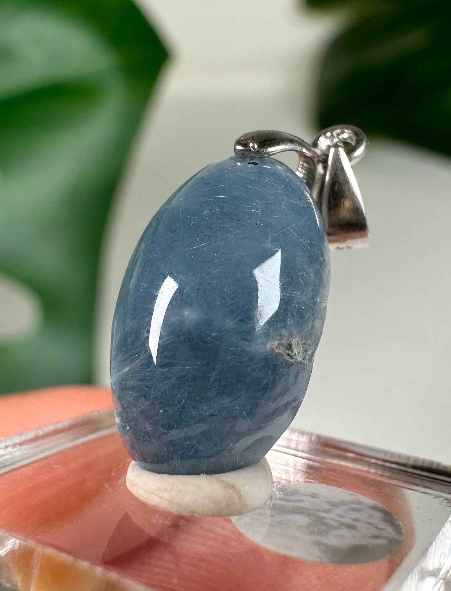 Colgante de cuarzo anfíbol azul plata 925 n.º 45BS