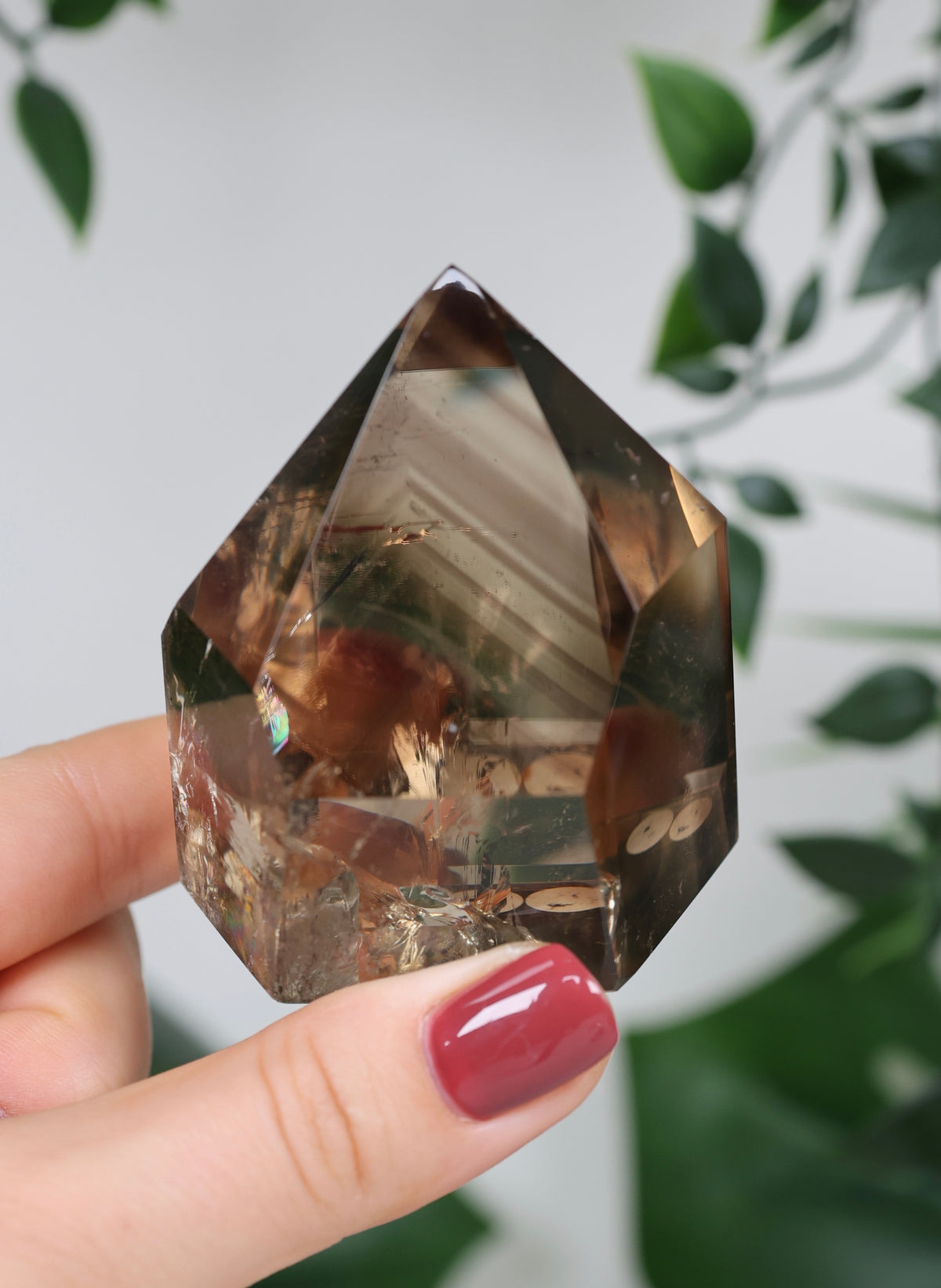 Smoky Citrin mit Phantomen + Blue Needles Nr.128CS