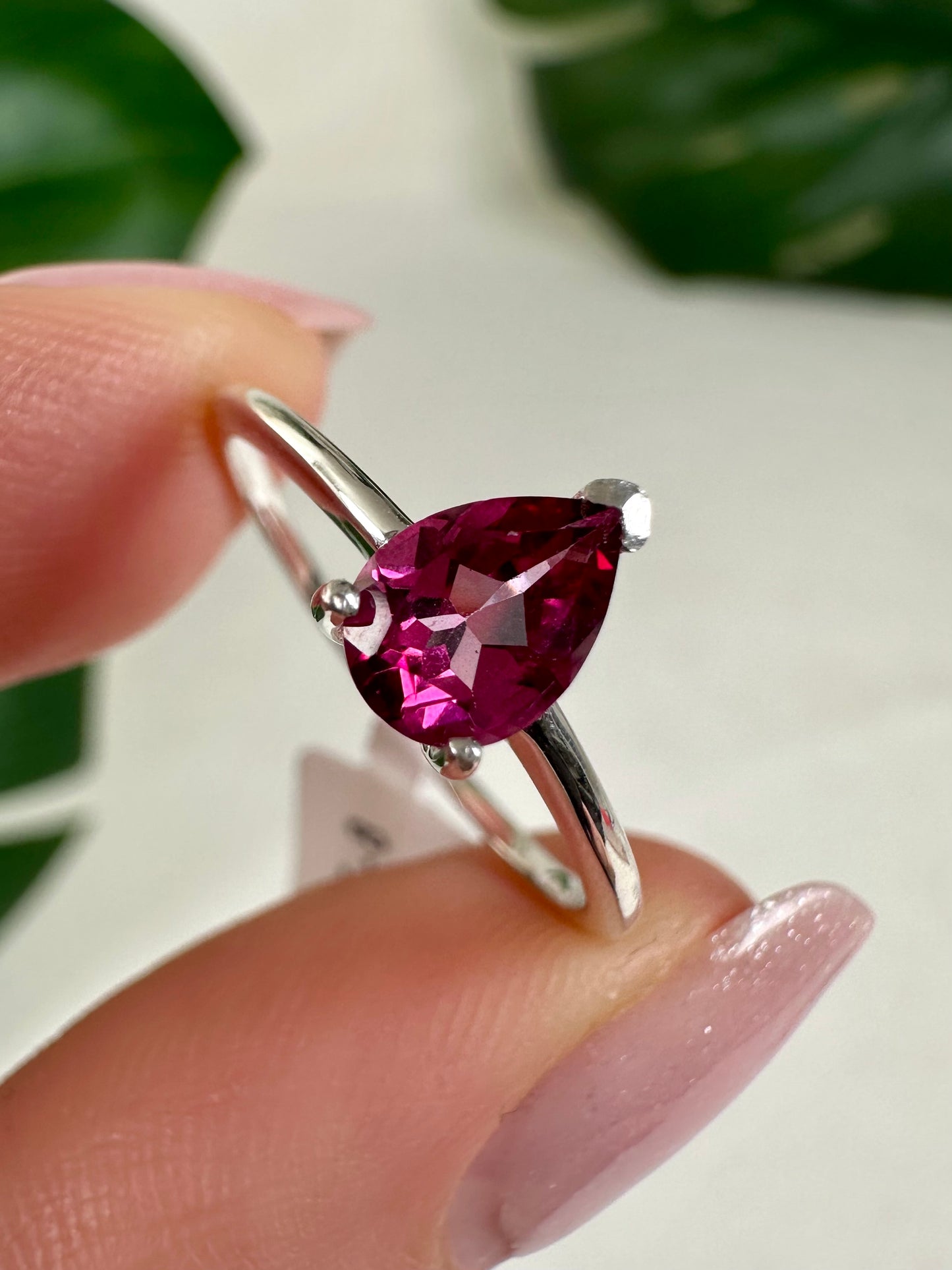 Anillo de topacio rosa en plata 925 - Talla 57