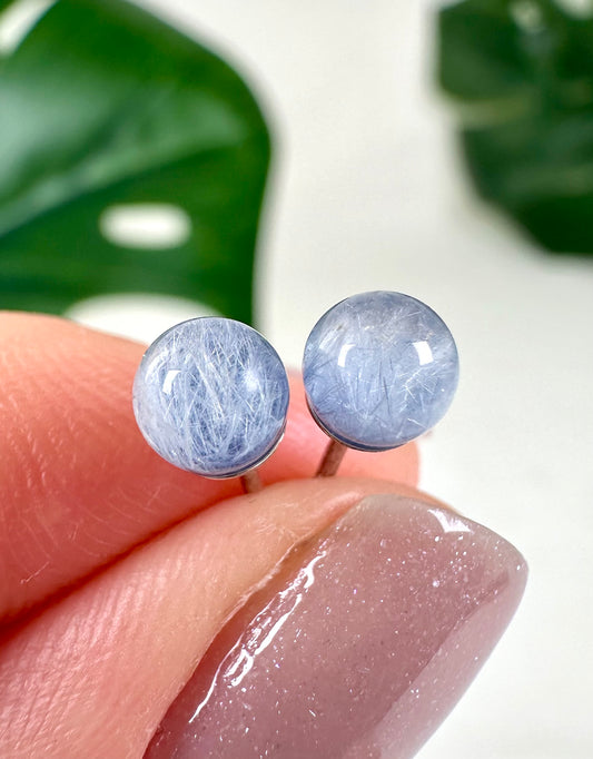 Pendientes de dumortierita en cuarzo - Plata 925 n.º 89D7