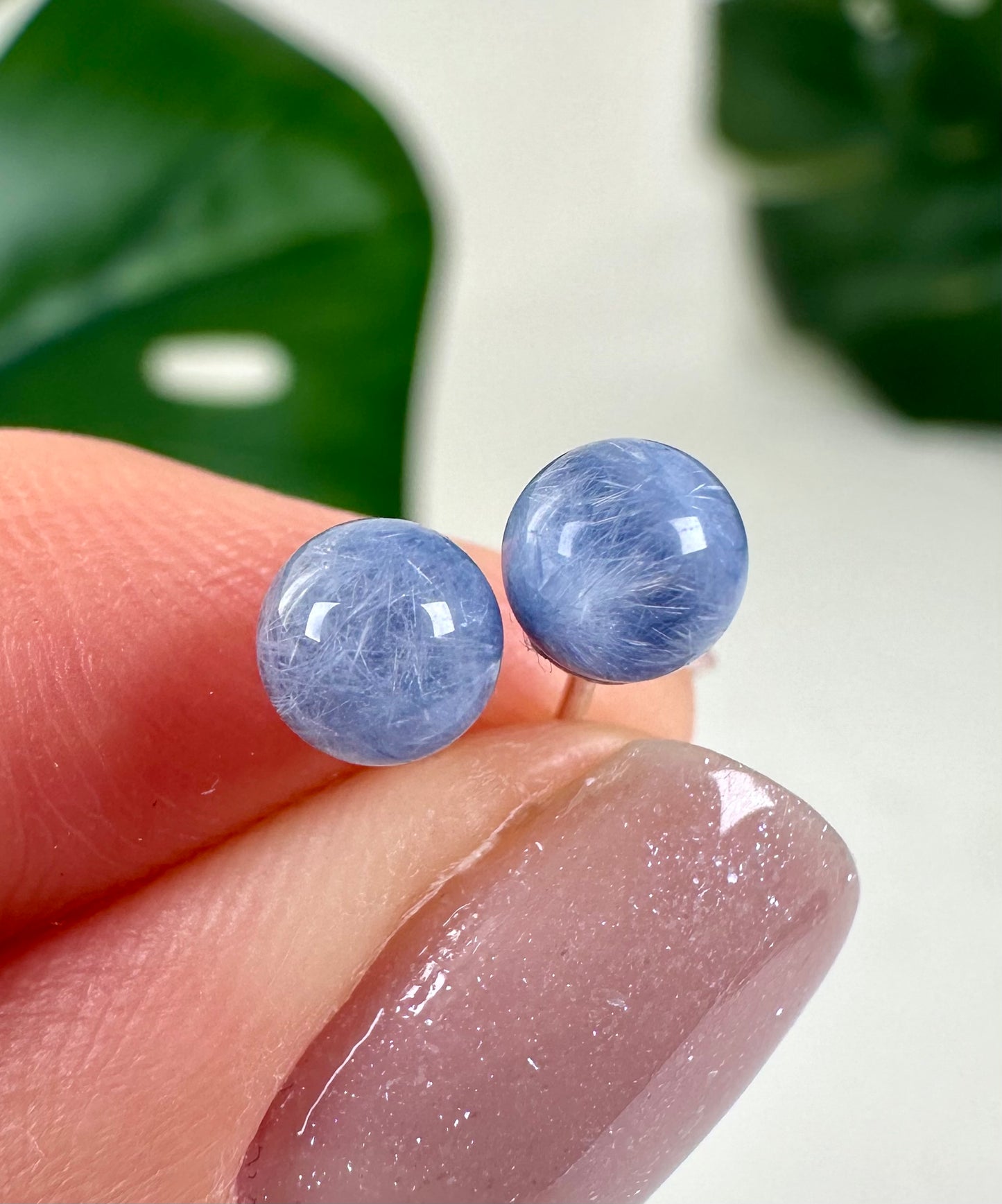 Pendientes de dumortierita en cuarzo - Plata 925 n.º 89D5
