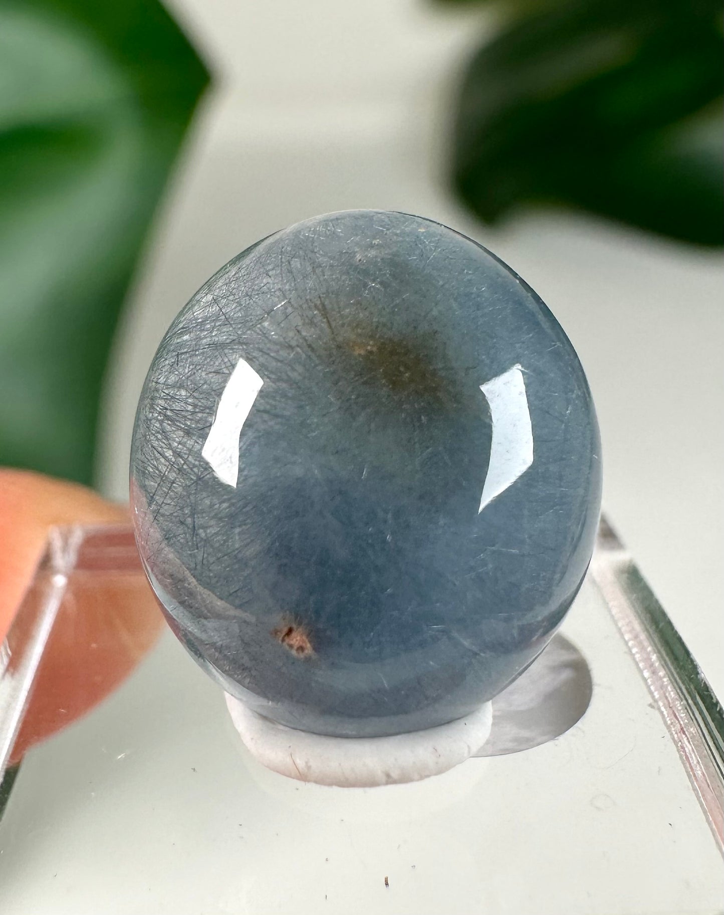 Blue Amphibole Quartz Cabochon No. 46BA
