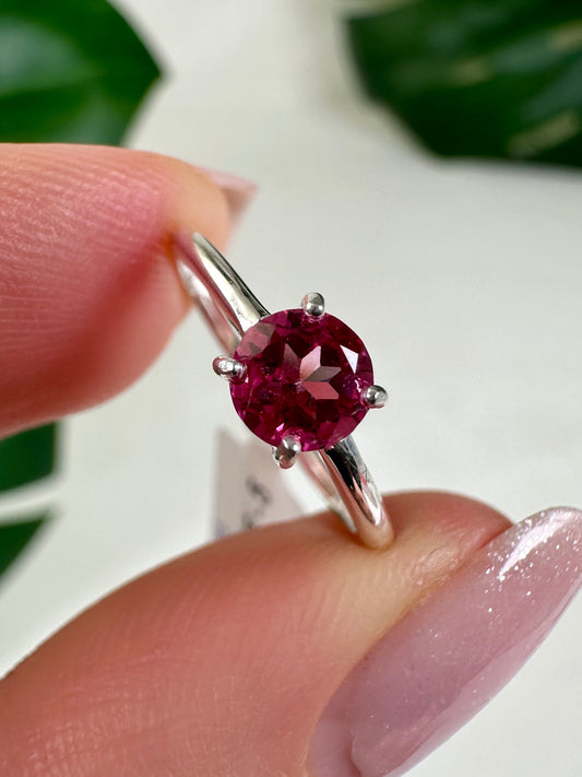 Anillo de topacio rosa en plata 925 - Talla 49