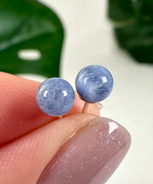 Pendientes de dumortierita en cuarzo - Plata 925 n.º 89D5