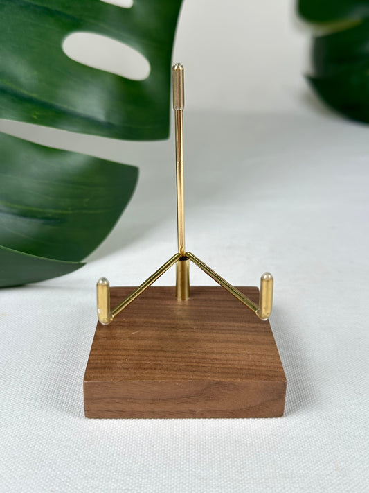 crystal holder with wooden base