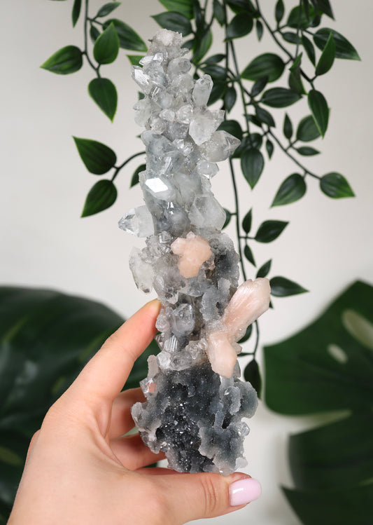 Apophyllit x Chalcedon x Stilbit Stalaktit Nr.229AP
