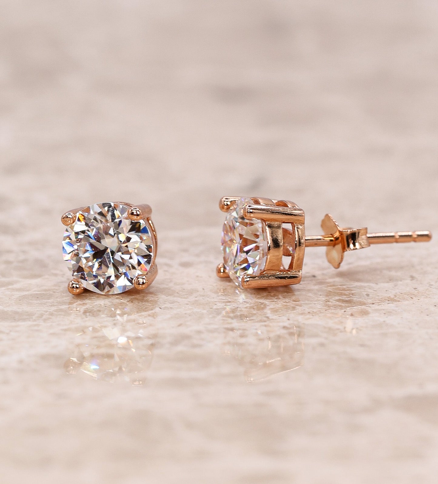 Alira Moissanite Stud Earrings Rose Gold