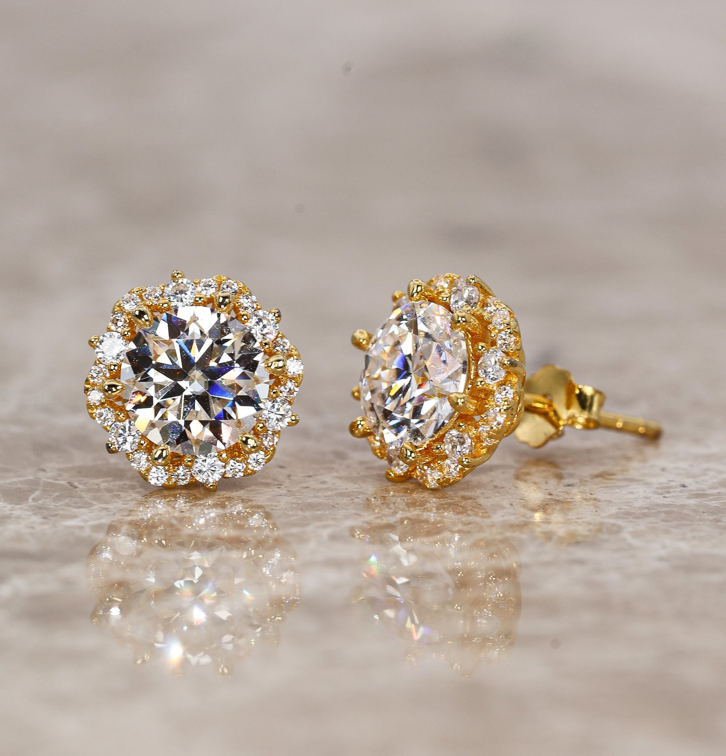 Seloria Moissanite Stud Earrings Gold Plated