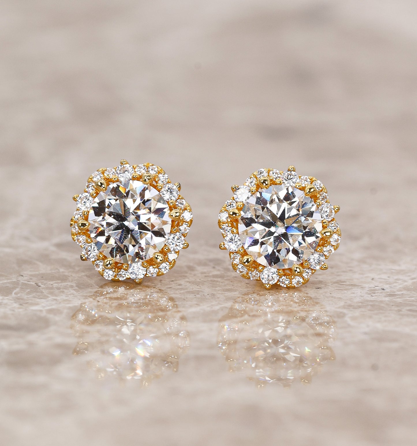 Seloria Moissanite Stud Earrings Gold Plated