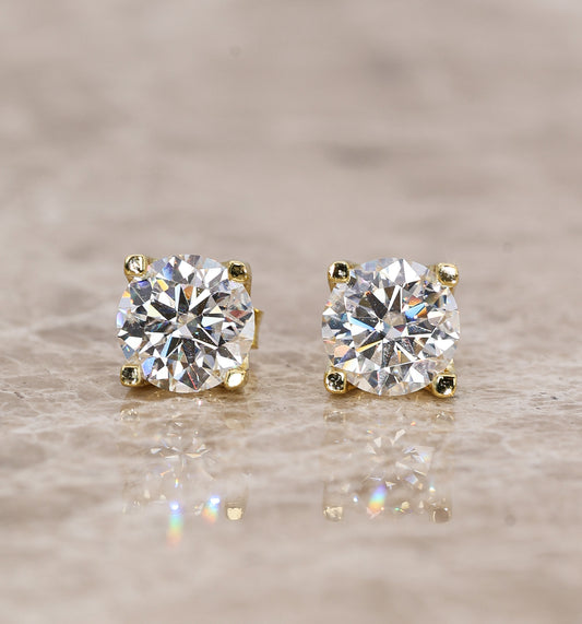 Veya Moissanite Stud Earrings 7mm Gold Plated