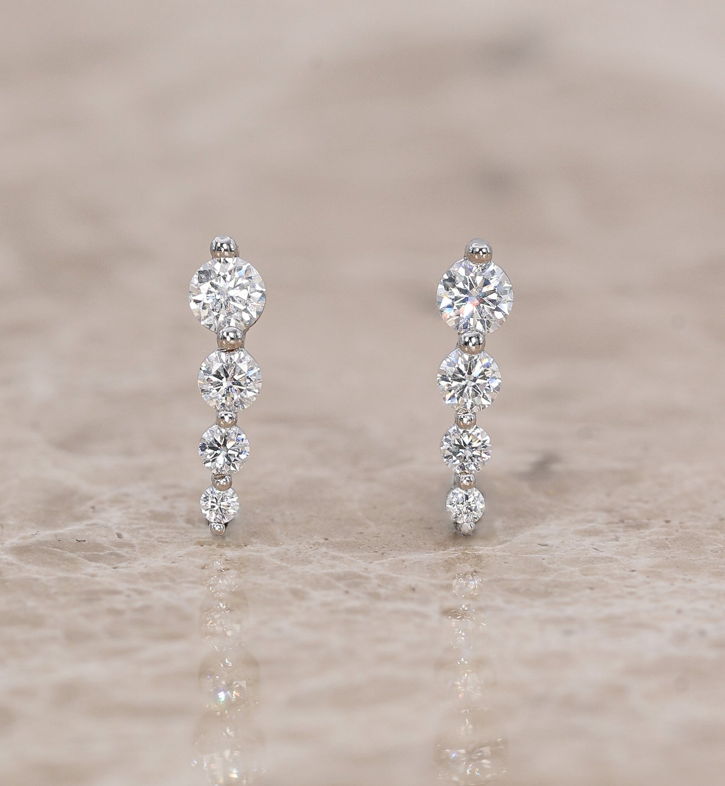 Seren Moissanite Stud Earrings - Piercing Silver