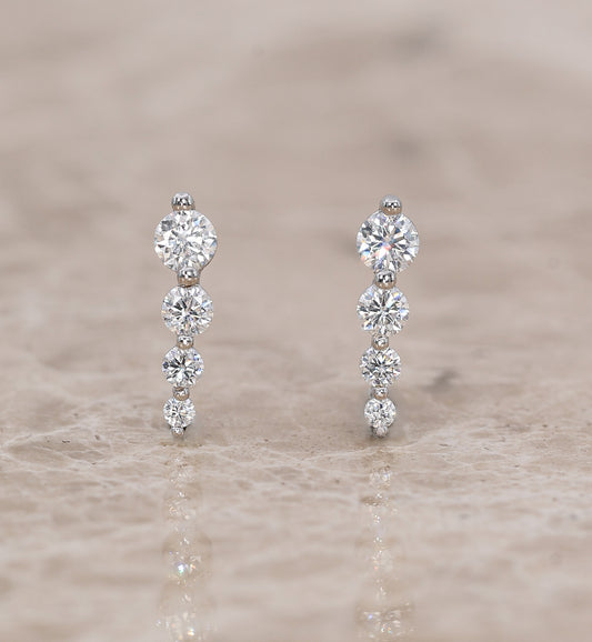 Seren Moissanite Stud Earrings - Piercing Silver
