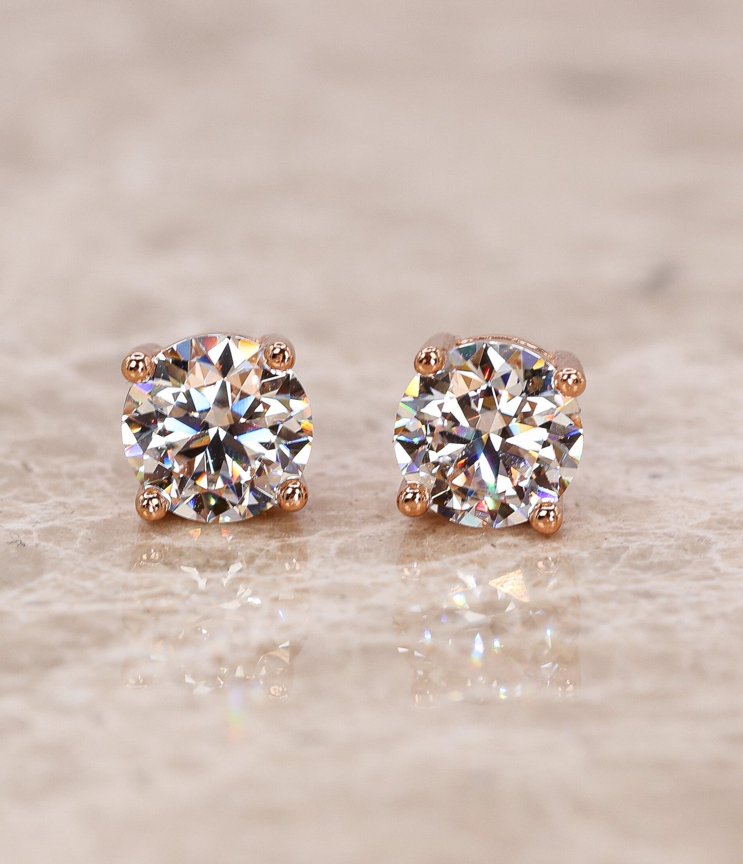Alira Moissanite Stud Earrings Rose Gold