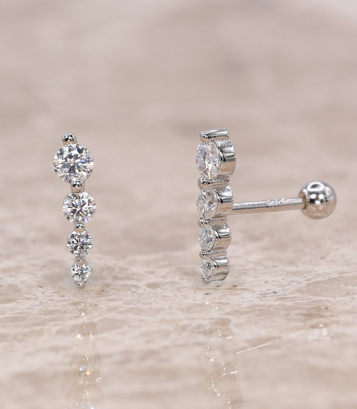 Seren Moissanite Stud Earrings - Piercing Silver